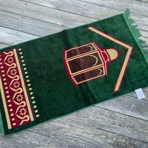 Jai Namaz Prayer Rugs Green Velvet Religious Area Rug Musalah Janamaz Rug New